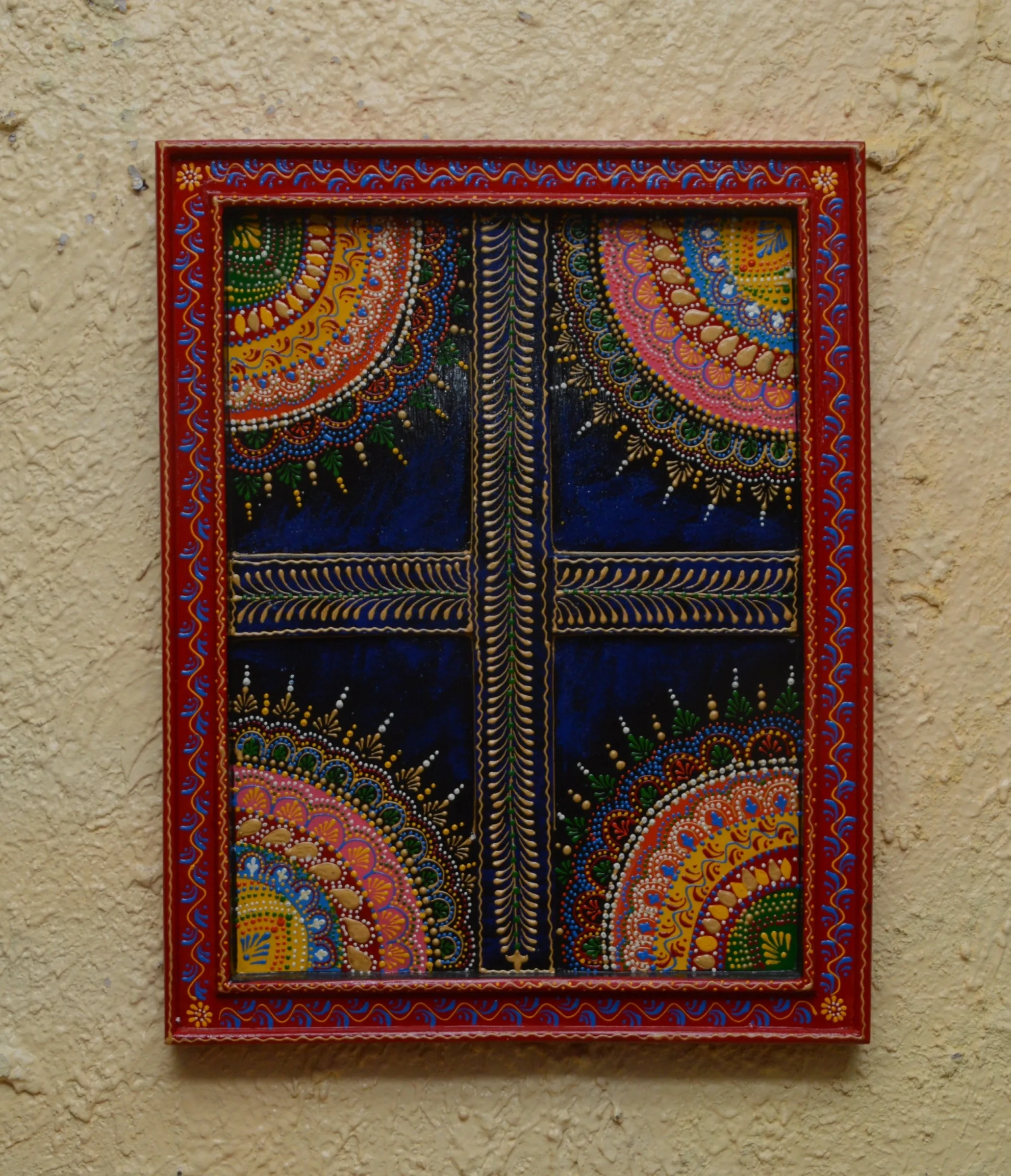 Decorative hanging wooden Handpainted panels for walls Best selling wooden floral photo frame wall hanging for home and office