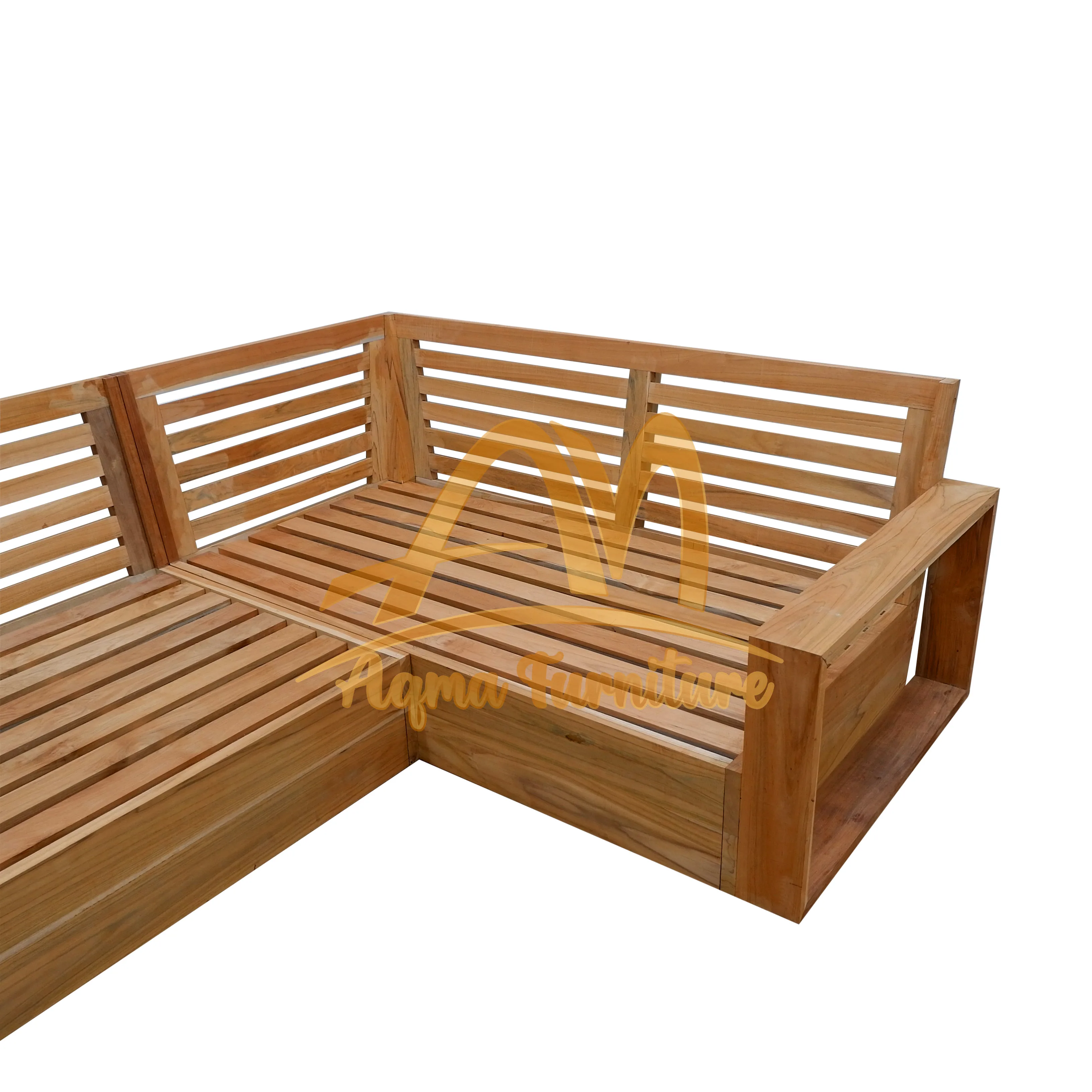 L Sofa Garden Production Natural Fine Sanded Teak wood Furniture for Outdoor Project - Hotel Project Furniture
