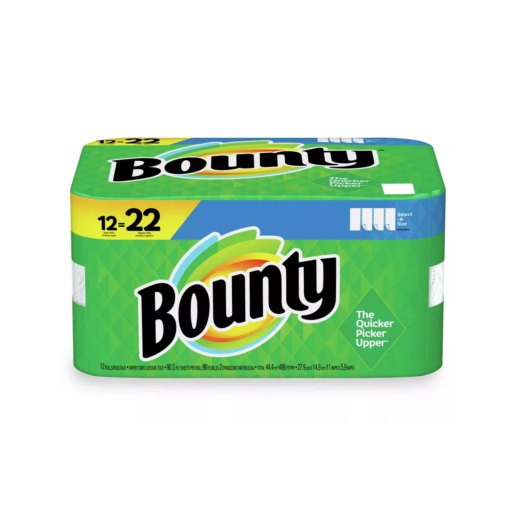 Bounty Select A Size Paper Towels White 12 Double Rolls | Bounty Quick Size Paper Towels 12 Family Rolls 30 Regular Rolls
