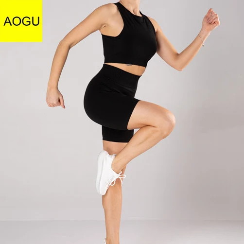 Summer Wholesale Custom Logo 100% Cotton Hollow Out Tight O-neck Blank Color Women Two Pieces Set