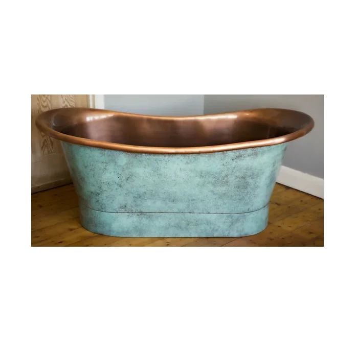 Top quality copper bathtub with inside nickel coating shiny surface copper bathtub for home and hotel manufacturer from India
