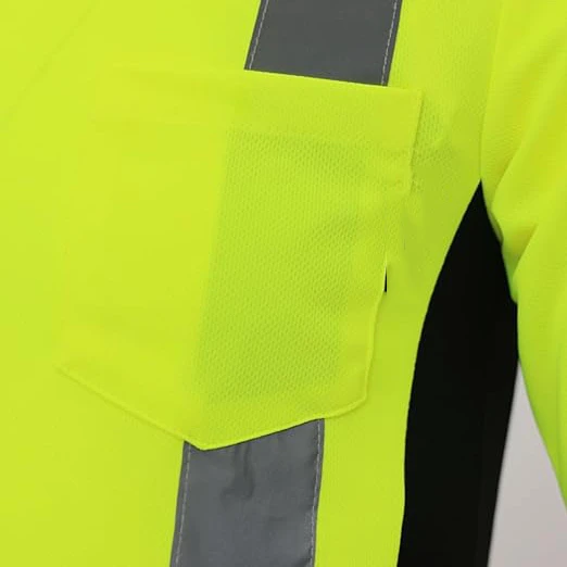 2022 Construction Breathable Fluorescent Green Custom Hi Vis Reflective Black Safety Polo Shirt breathable durable shirt