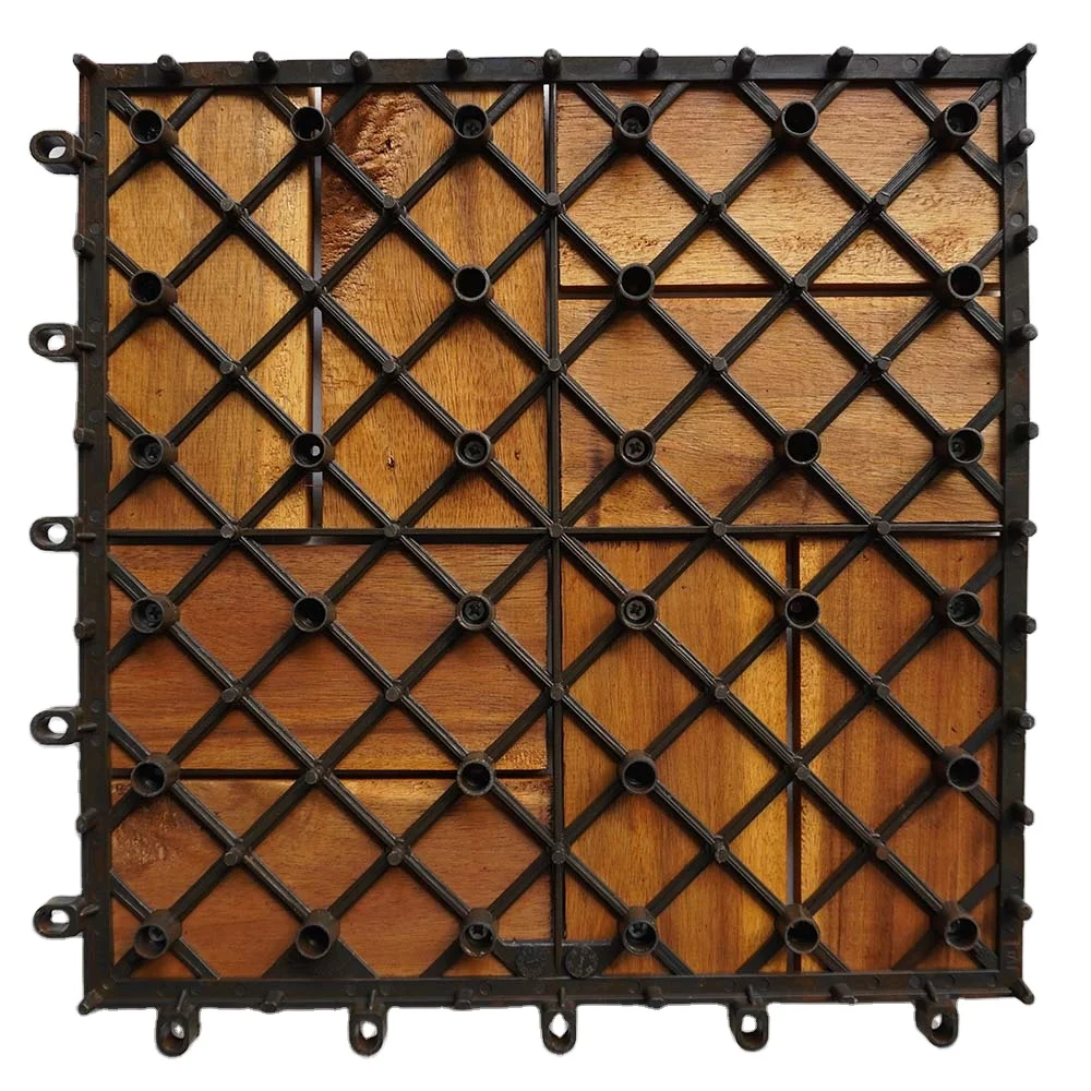 Hot Sales Acacia WPC Decking Tiles Wood Flooring High Quality for Indoor Outdoor Flooring 18 Slats