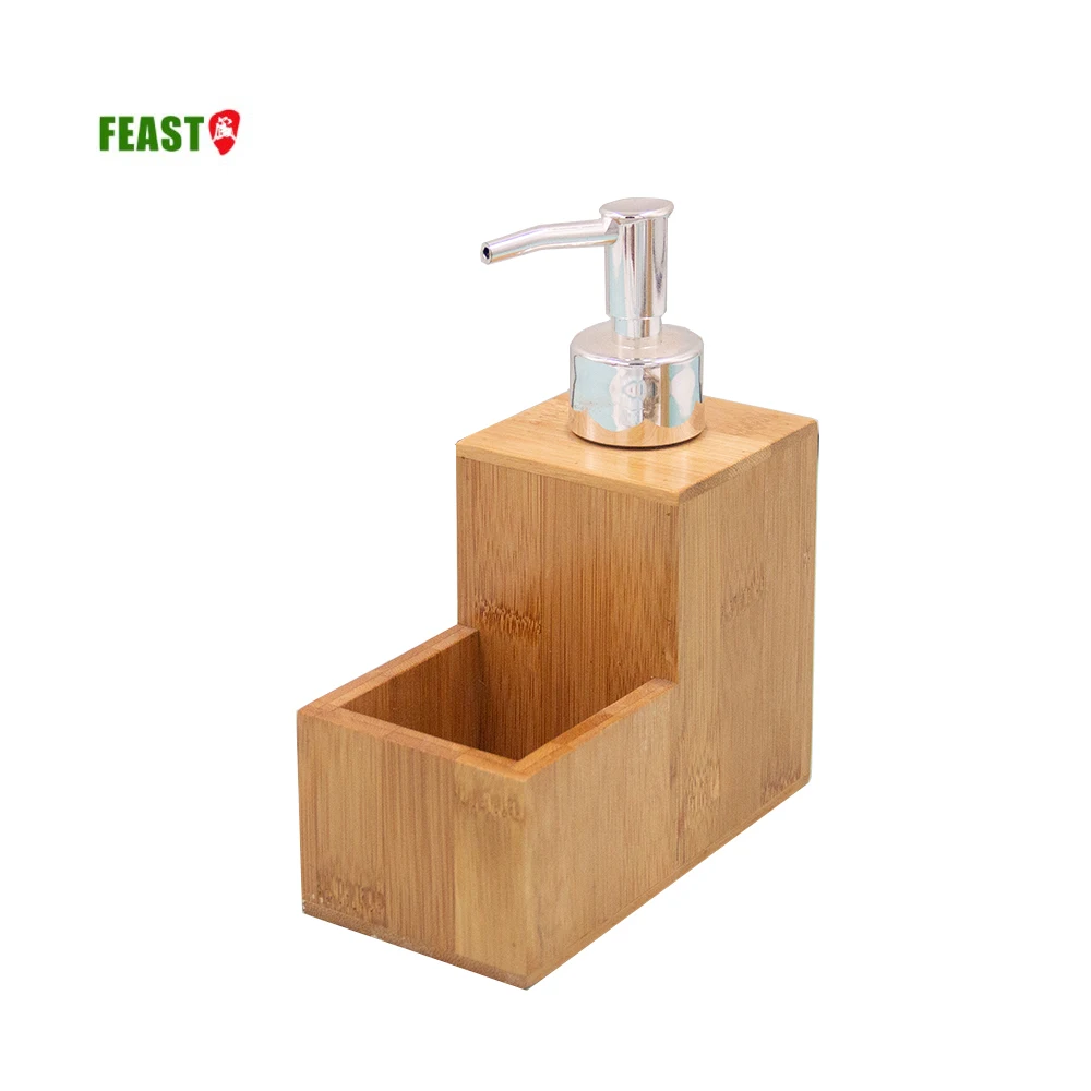 Natural Bamboo Lotion Spray Bottle Liquid Soap Shampoo Dispenser Square Bottle