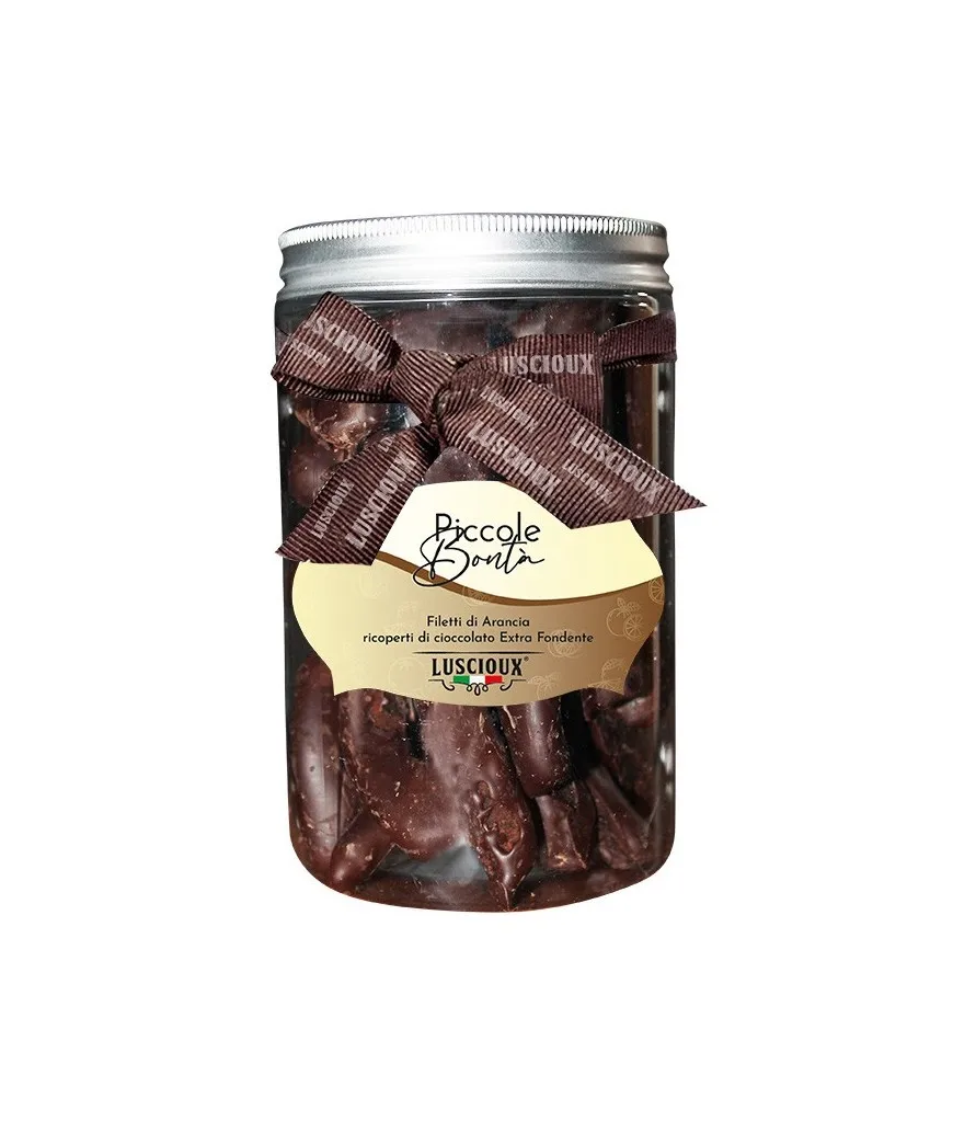 New Tasty Product Fruit Candy - Candied Orange Peels covered with Extra-dark Chocolate - 200 g Jar - Candied Orange peels