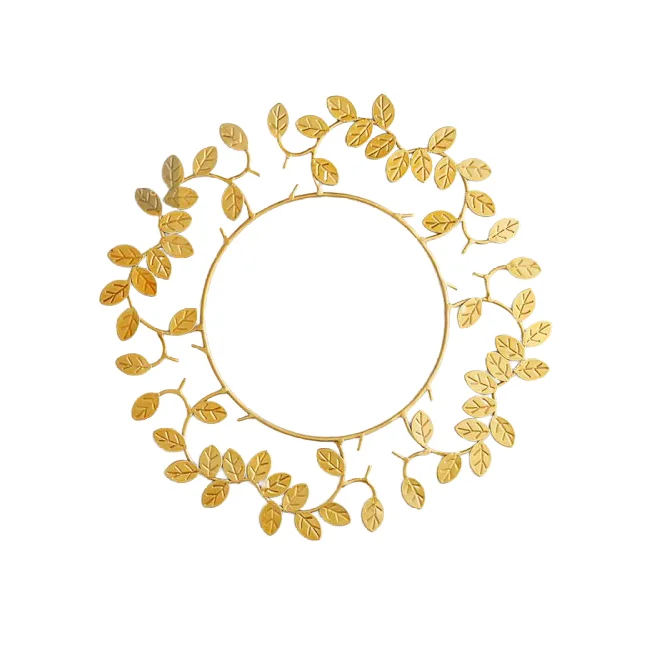 Charger Plates For Wedding Decorate Restaurant Dinner Handmade Eco Friendly Hot sale Nordic White Colour Coated With Golden Leaf