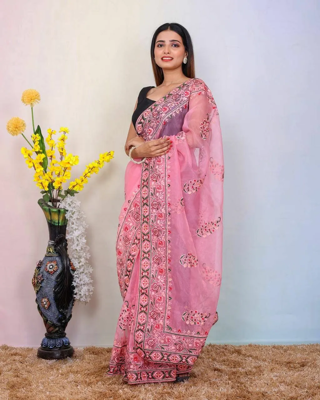 New launch soft Organza silk with Multi-thread and embroidery Find Saree Manufacturers in Indian Saree