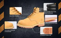 Customized Utility Industrial Protective Boot Steel Toe Leather Work Boots Safety Shoes For Men