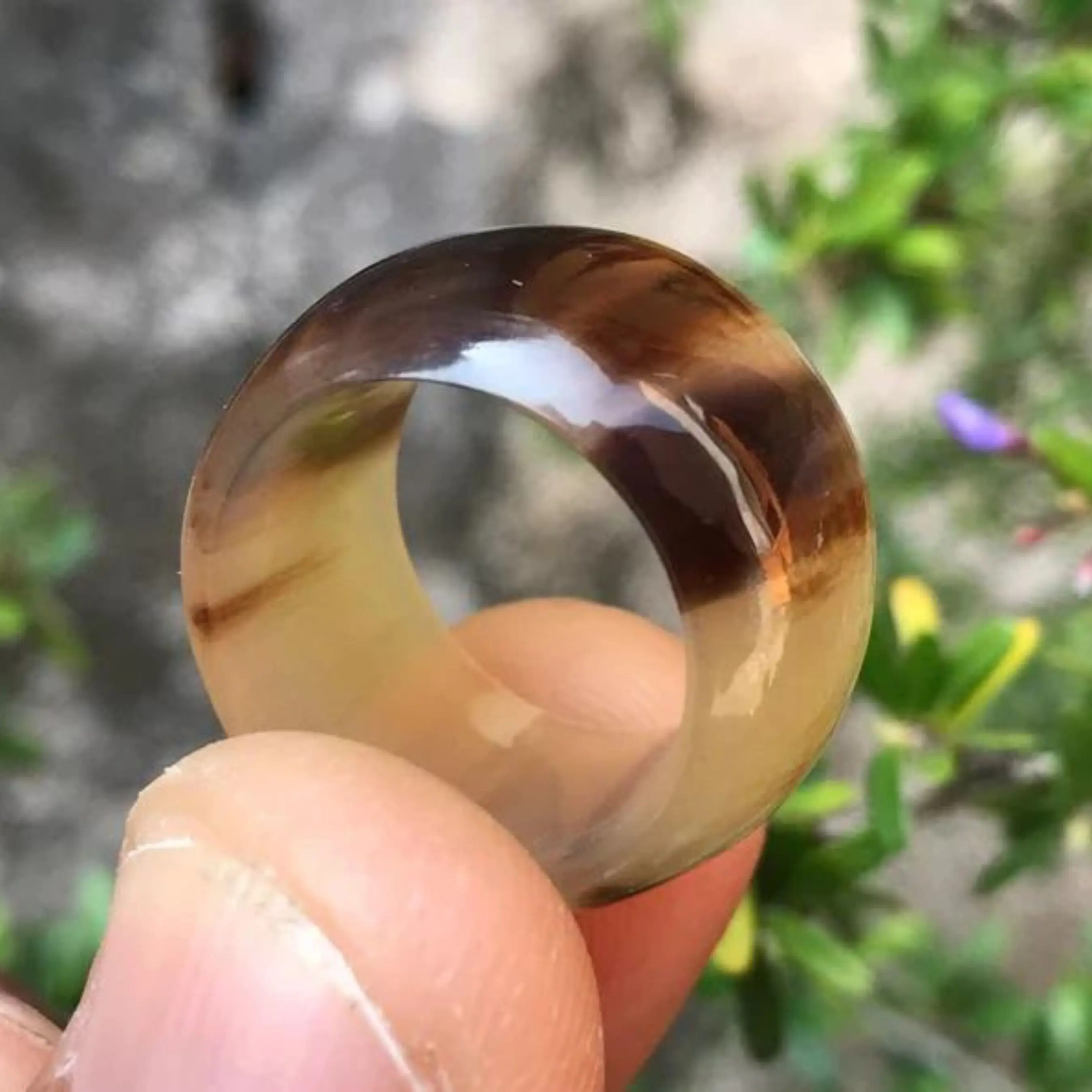 Agate Handmade Buffalo Horn Rings Personality Jewelry Elegant Look for Men Women Jewelry Small Size Piece Hot Sale Products