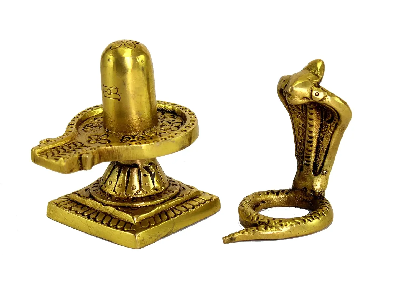 Brass Shiv Ling Shiva Lingam with Sheshnaag Statue Idol Murti for Home Temple and Pooja