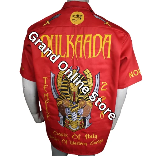 Dulkaada Temple Shriner Half-Sleeve Embroidery Shirt Men High Quality Club Walking Masonic Fez Freemason Short Sleeve Clothing