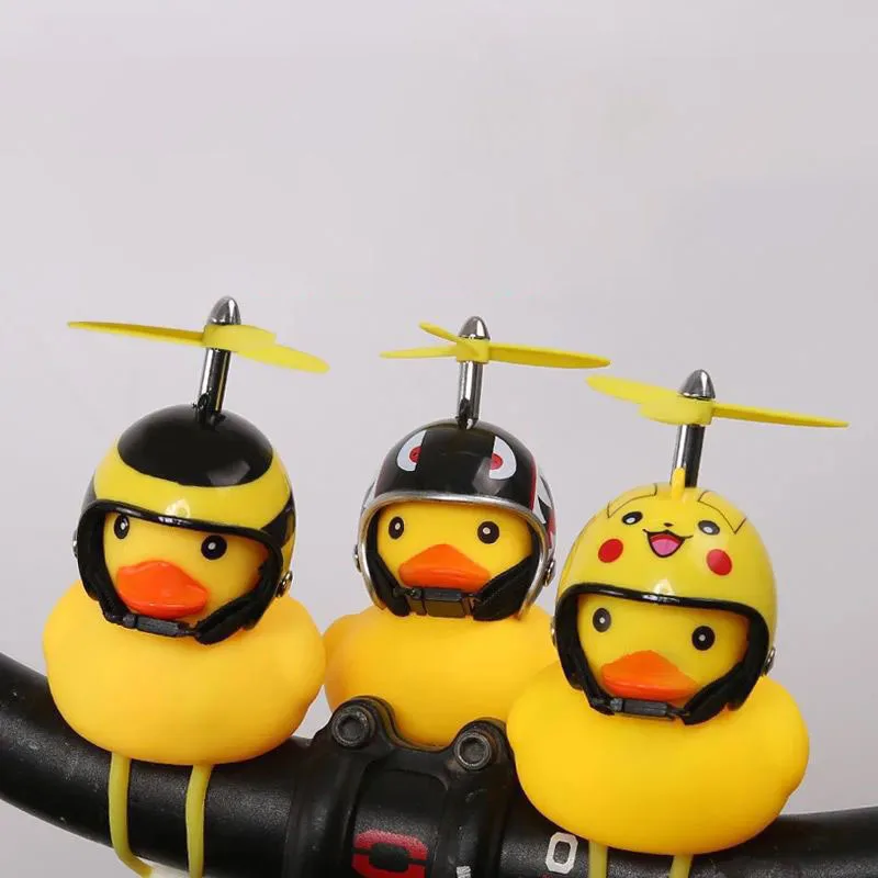 High Quality Safty Electric Bike Motorcycle Tiktok Mini Silicone Broken Wind Yellow Duck Bamboo Dragonfly Bell Horn With Helmet