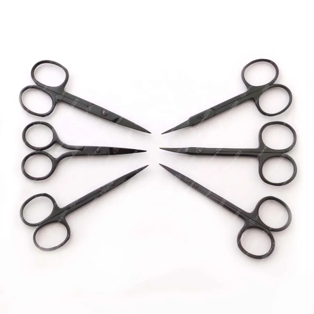 Pointed Tip Rainbow Color Eyebrow Scissor Makeup Eyelash Trimmer Nose Facial Hair Remover Manicure Tools Custom Logo