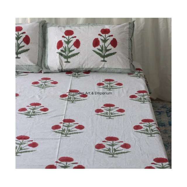 Индийские постельные принадлежности ручной работы sanganeri с набивным рисунком