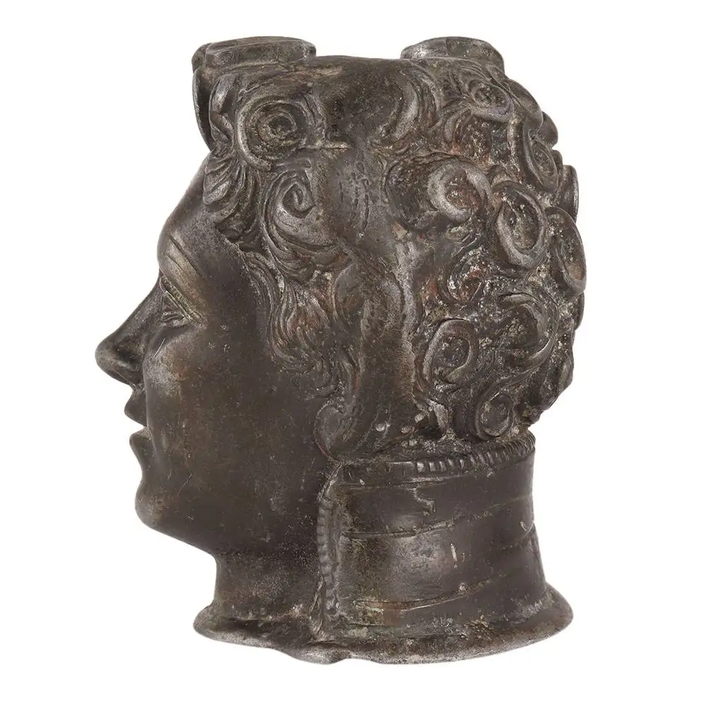 Indian Brass Antique Ancient Roman Young Man Head Ashtray Sculptures Figurine Statue Home Decor Gift Items 12 x 9 cm SNC-253
