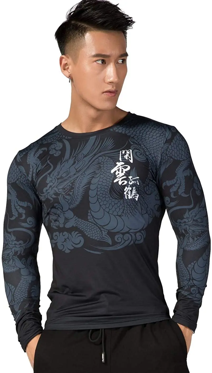 Gym Rash Guard Sbart Long Sleeve Rashie Quick Dry Rash Vest Chlorine Resistant Swim Shirt Mens UV Protection Rashguard