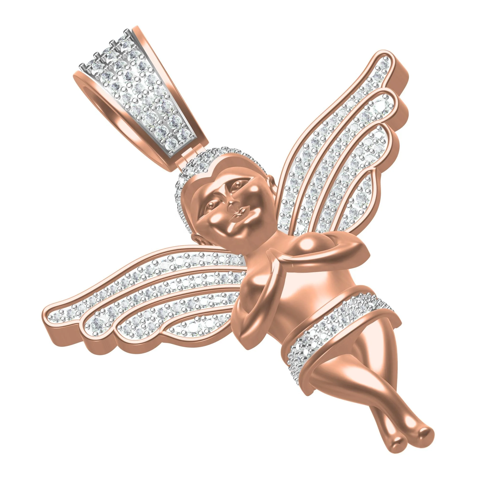 Подвески с номером Ангела по заводской оптовой цене в розово-белом и желтом золоте 10 карат VVS-VS натуральными круглыми бриллиантами