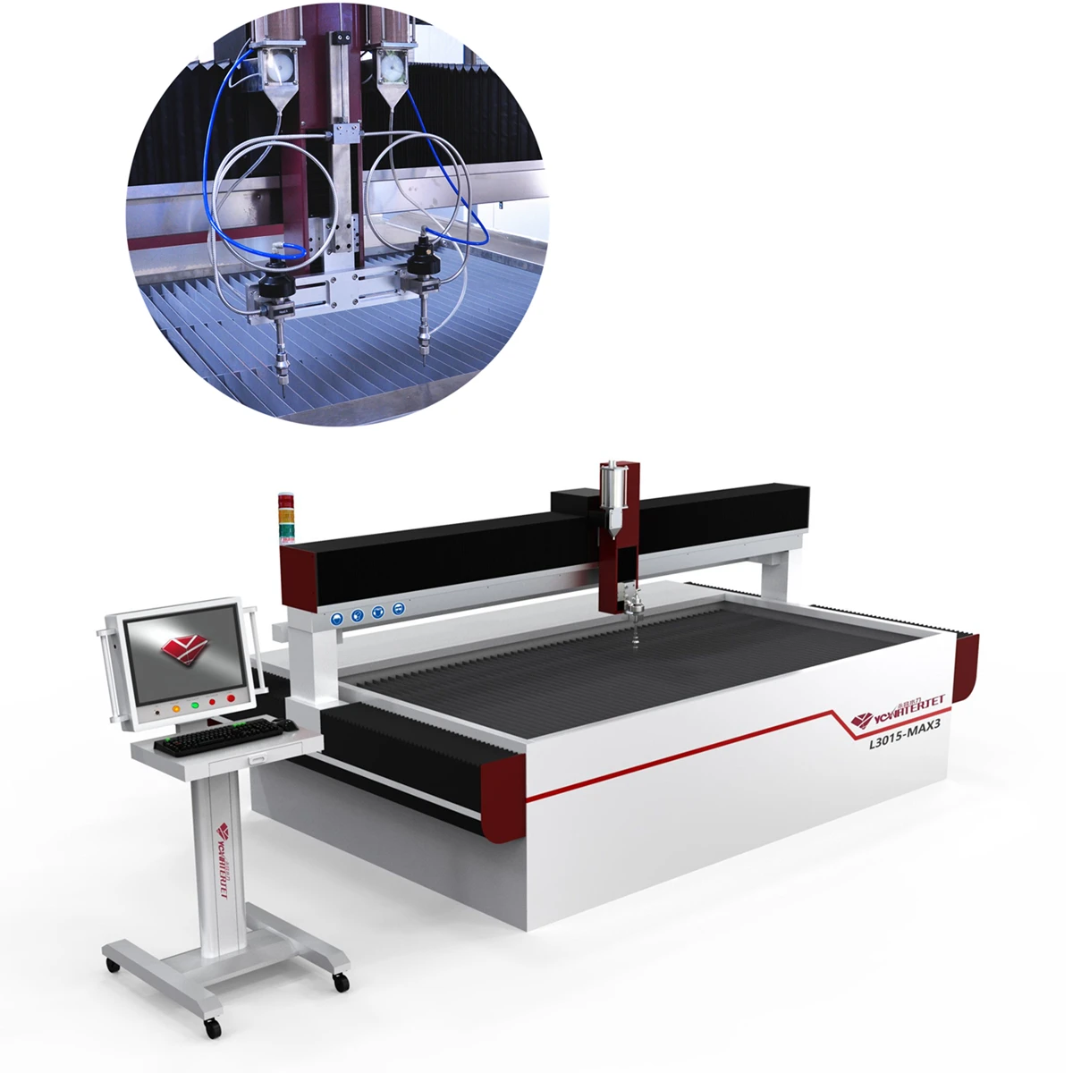 YC double heads 60000psi waterjet cnc jet cutter price machine for steel stone rubber glass