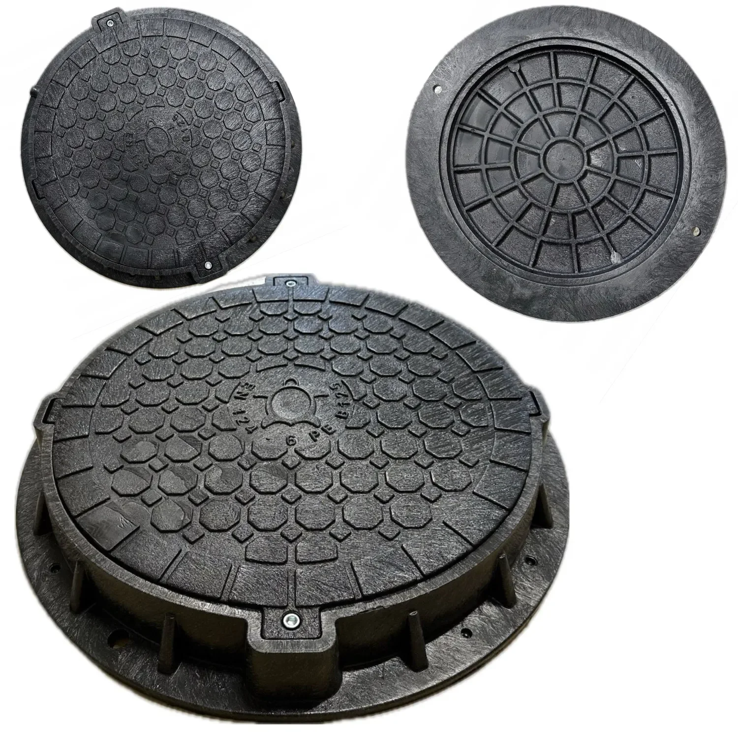Cover for well round 12,55T PE or Septic Water tank 80/60 cm B125 Lock Sewer Manhole cover Black with lock