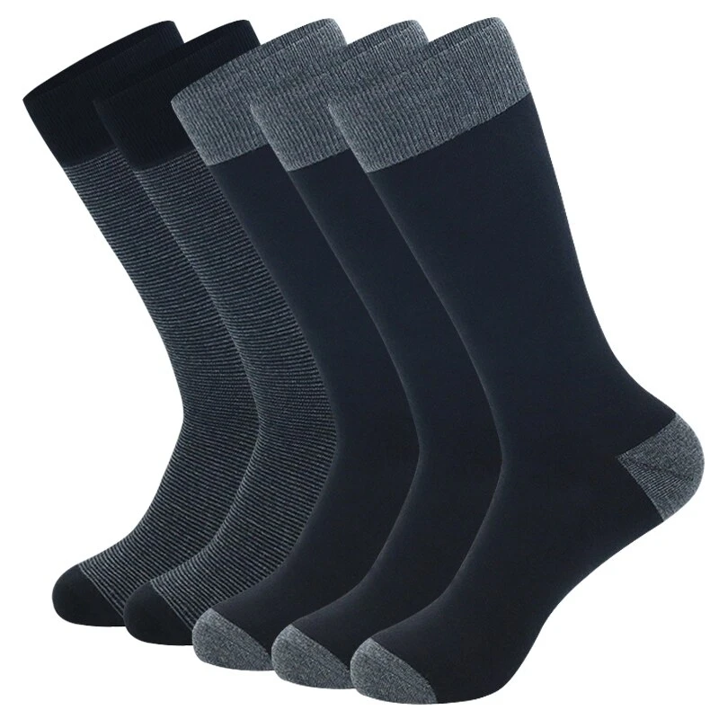 New Premium Quality 5 Pairs Large Size Fashion Business Men Dress Socks High Quality Stripe Black Pure Men Cotton Socks Size