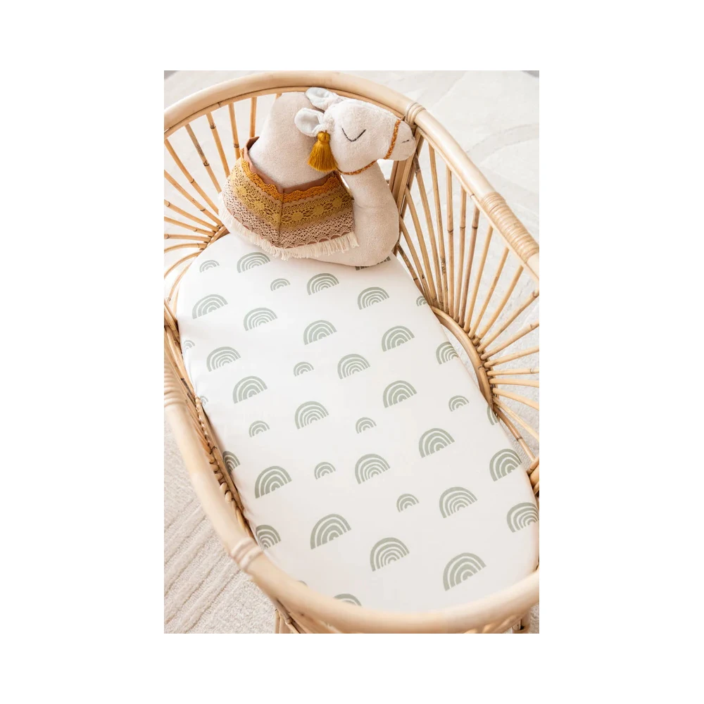 Baby Cotton Bamboo Jersey Stretch Fitted Bassinet Sheet Set Cradle Sheets For Bassinet Pad Crib