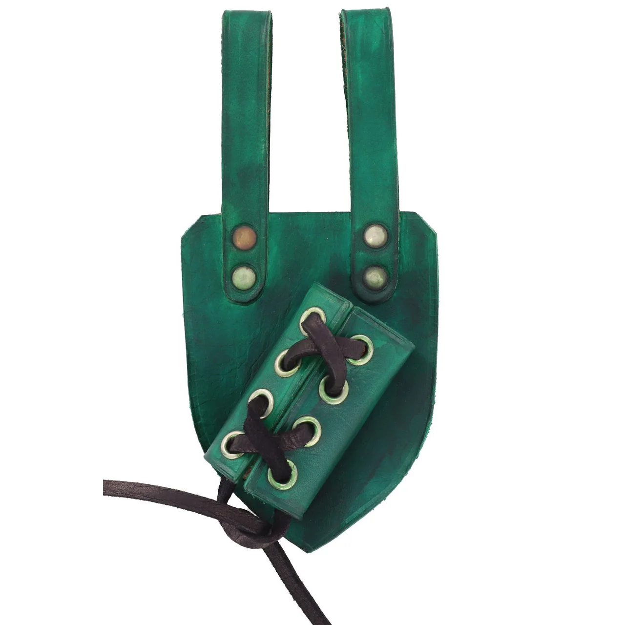 Wholesale Medieval Leather Short Sword Frog | Left Handed Sword Holder in Green Color | Veg Tan Cowhide Leather Sword Holster