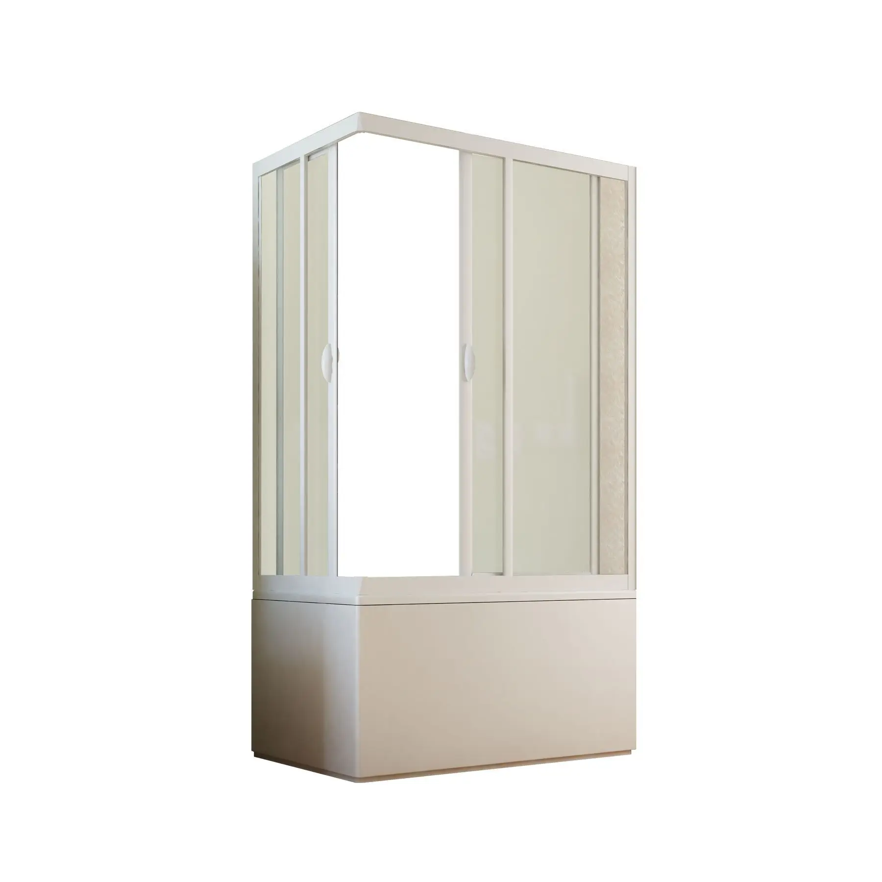 Modern Versatile Custom Acrylic Panel PVC Bath Screen Pastel White Sliding Opening Shower Door Home Hotel Square CE Certified