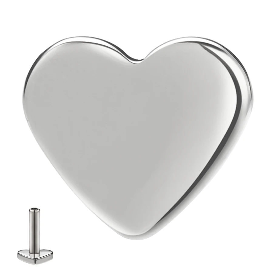 Giometal Implant Grade ASTM F136 Titanium Threadless Plain Heart Reversible Labret Piercing Earrings Tool Body Jewelry Wholesale
