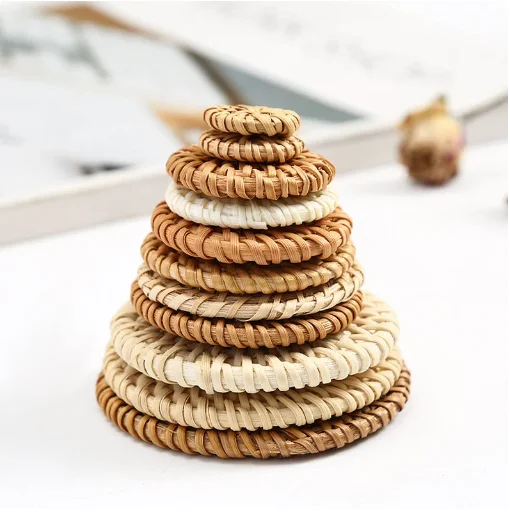 100% natural materials earrings, rattan handwoven findings with multi-shapes from Vietnam manufacturer