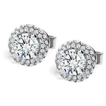 18k gold custom round cutting vvs lab grown HPHT CVD diamond girl gift jewelry ear stud earrings 14K