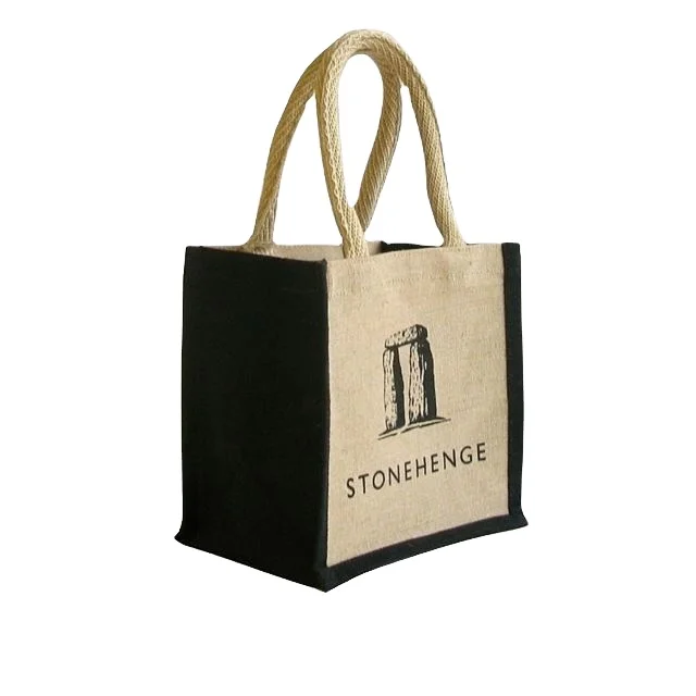 Customized logo Printed Jute Bag Reusable Grocery Gift Packaging Shopping Drawstring