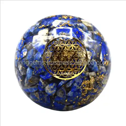 LAPIS LAZULI ORGONE SPHERE ENERGY BALL HEALING ROUND CRYSTAL ORGONITE STONE FOR REIKI PROTECTION HEALING AND HOME DECOR