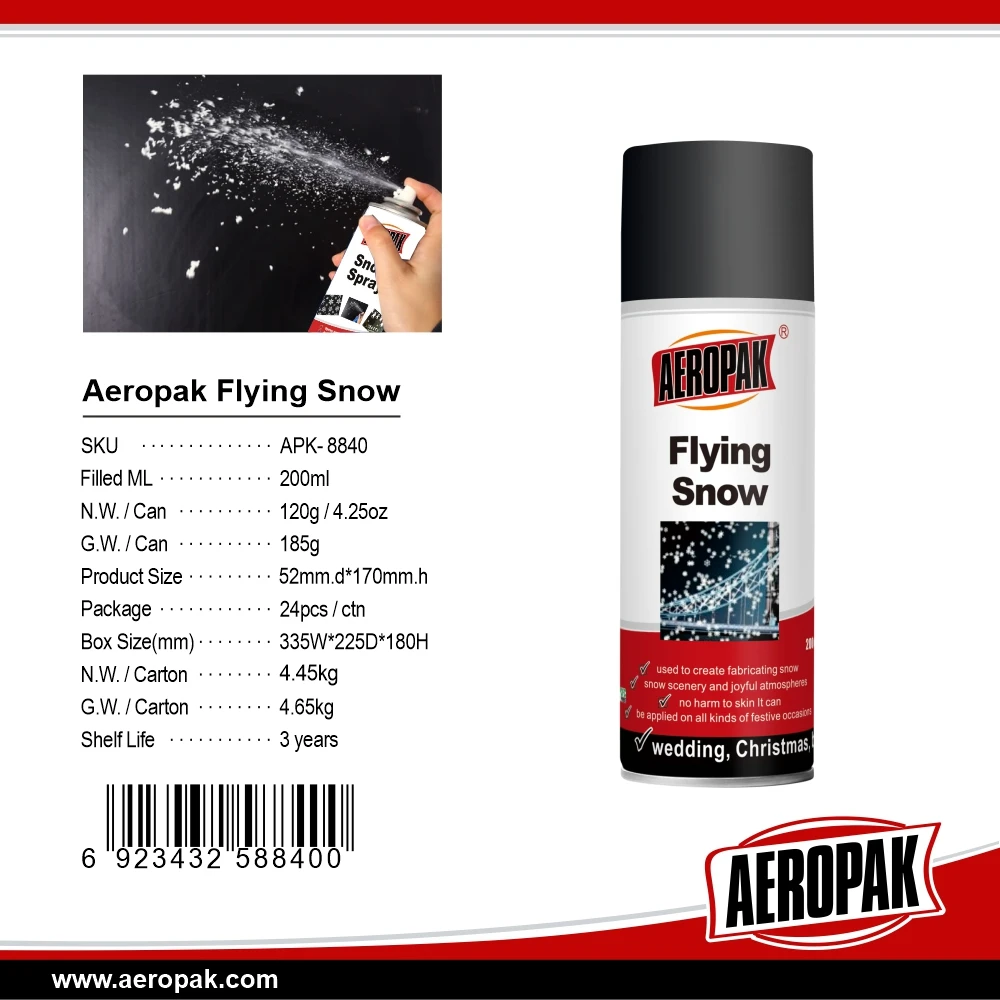 AEROPAK  Winter White flying Snow Spray Aerosol 200ml safe for children temporary festival party decoration Christmas New Year