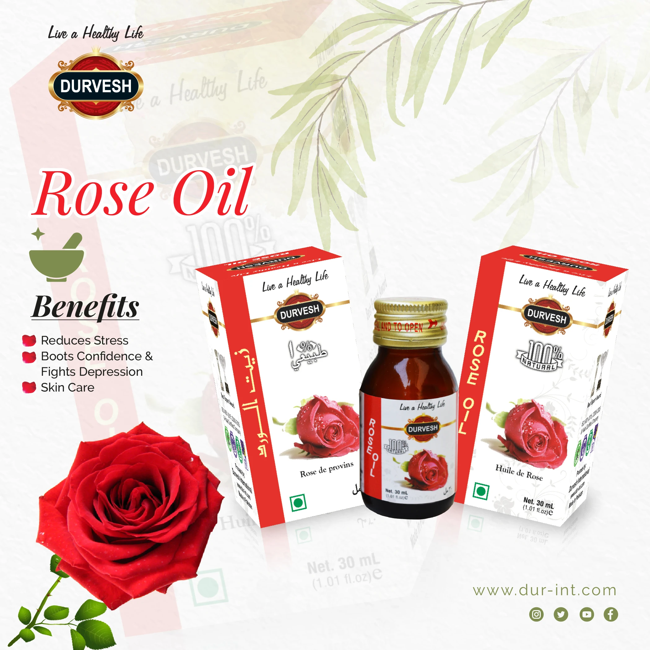 ROSE OIL Private LOGO Pure Oil Amber Glass & PET Bottle 3 Years Top Grade 30ML X 96PCS PER Carton 100 % Pure