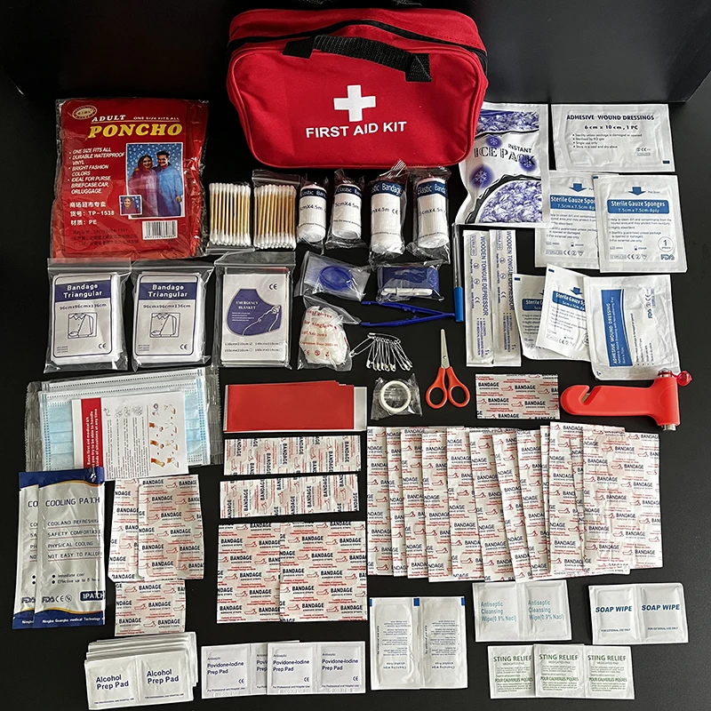 Factory 234Pcs Emergency Trauma Medical Bag Lifesaving Tools Outdoor Home Car Travel Office Red First Aid Kit for EMS EMT