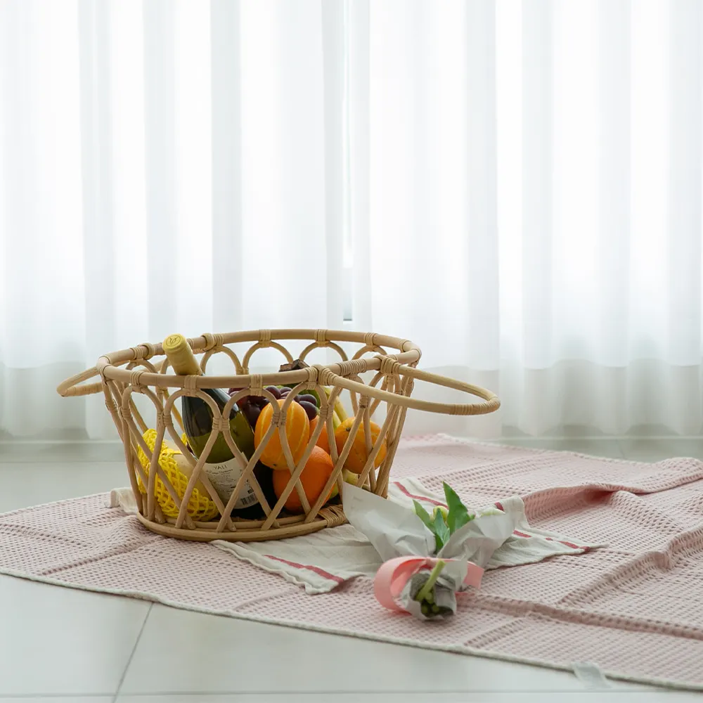 Элегантная корзина для хранения из натурального ротанга с ручкой декоративная пикника фруктов домашний декор