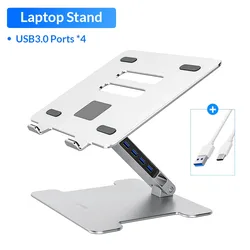ORICO 4 Port USB3.0 Foldable Laptop Stand Aluminum Notebook Riser Desktop Laptop Cooling Stand for MacBook Dell