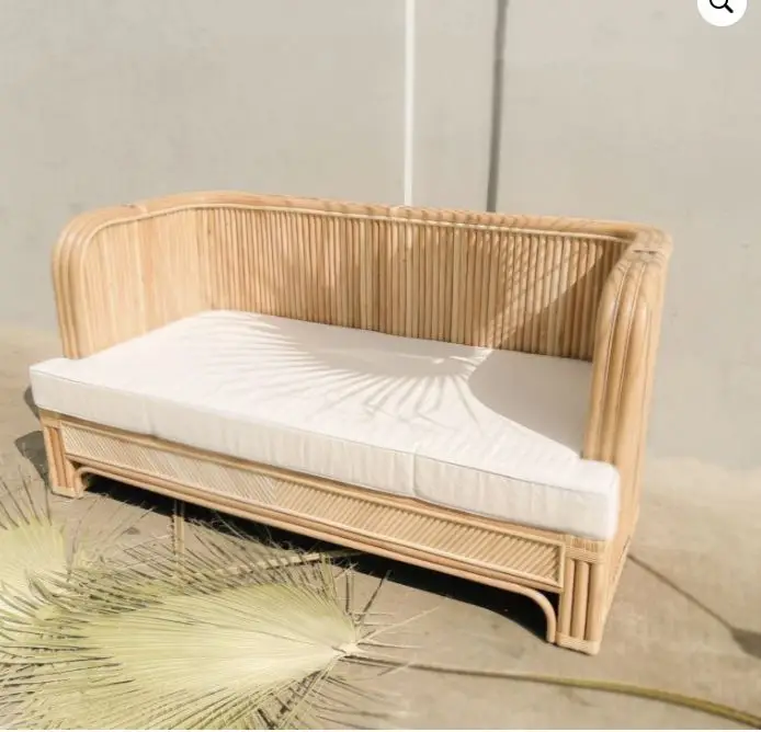 Unique Abstract Design Sectional Double Rattan Sofa Natural Woven Handmade for Living Rooms