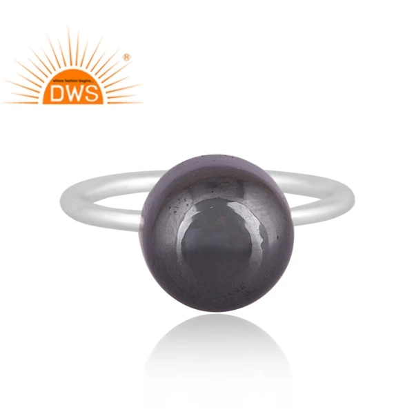 Best Selling Fine Sterling Silver Natural Hematite Gemstone Stackable Ring Custom Jewelry For Women Gift For Her