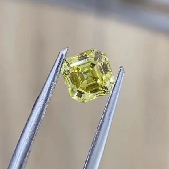 Synthetic CVD Yellow Cvd Lab Grown Loose Diamond Transparent Star Laser Bag Polish 1 CT Good D Packing Plastic Color Asscher Cut
