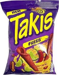 Takis Fuego Corn Chips - 10 x 180g Takis delicious spicy chilli pepper and lime, rolled tortilla chips