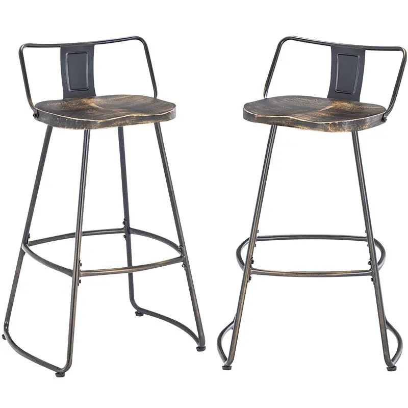 Unique Design Dining Chair High-end Modern Design Hotel Gold Metal Iron Legs Bar Stool High Commercial Armrest Bar Chair for Bar