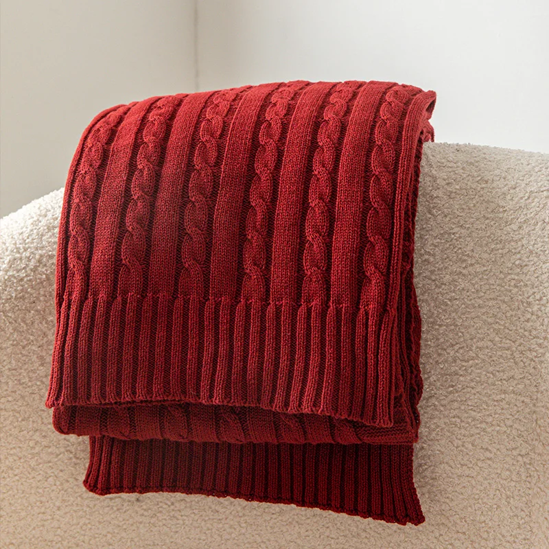 Soft 100% Cotton electric Knitted Blanket For Travel Sofa Cover Multicolor