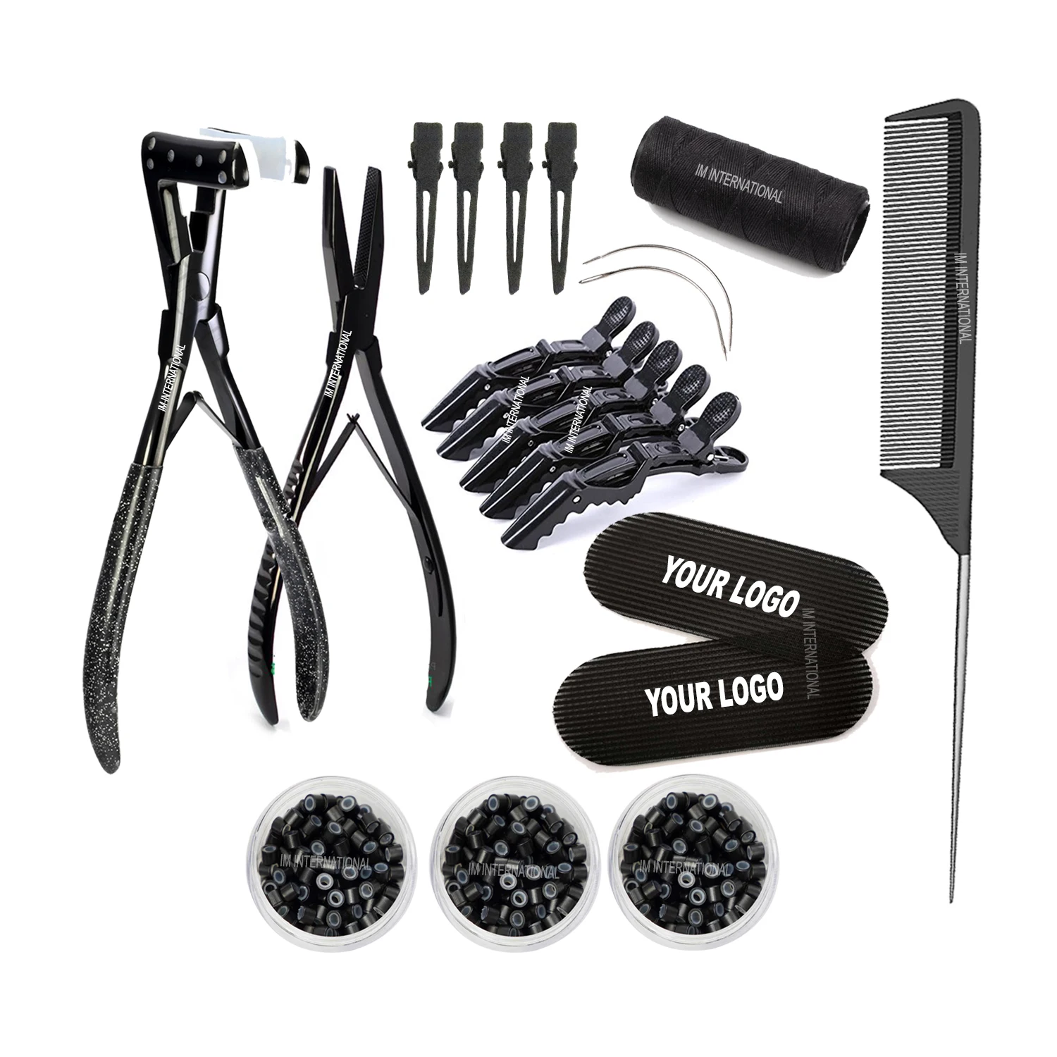 Black Matte Tape in Hair Extension Tool Case Crocodile Clip Tape Sealing Pliers Tool Hair Extension Styling Tool Nylon Threads