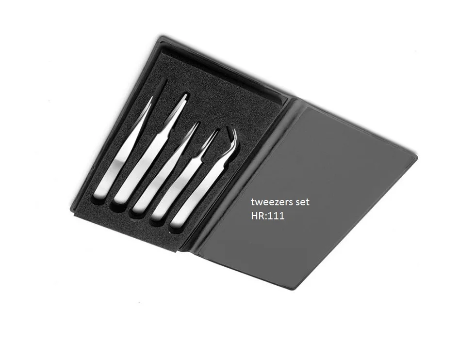 Welcomed Eyelash Tweezers With Logo With Paper Transfering PrintingEYELASH TWEEZERS set black with pouch