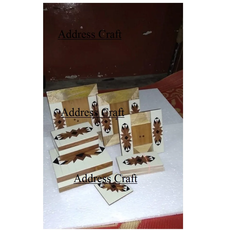 Handmade Bone Inlay Wooden Modern Pattern Photo Frame Furniture And Coaster Box Christmas Decor For Wedding Gift Home Decor