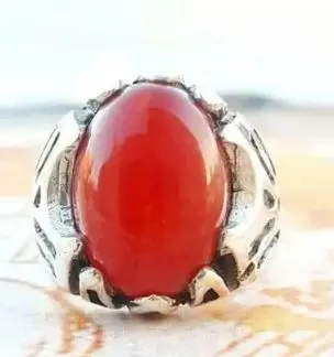 Elegant Vintage French Style Red Agate Open Ring 925 Sterling Silver Ruby Gemstone Opening Finger Ring