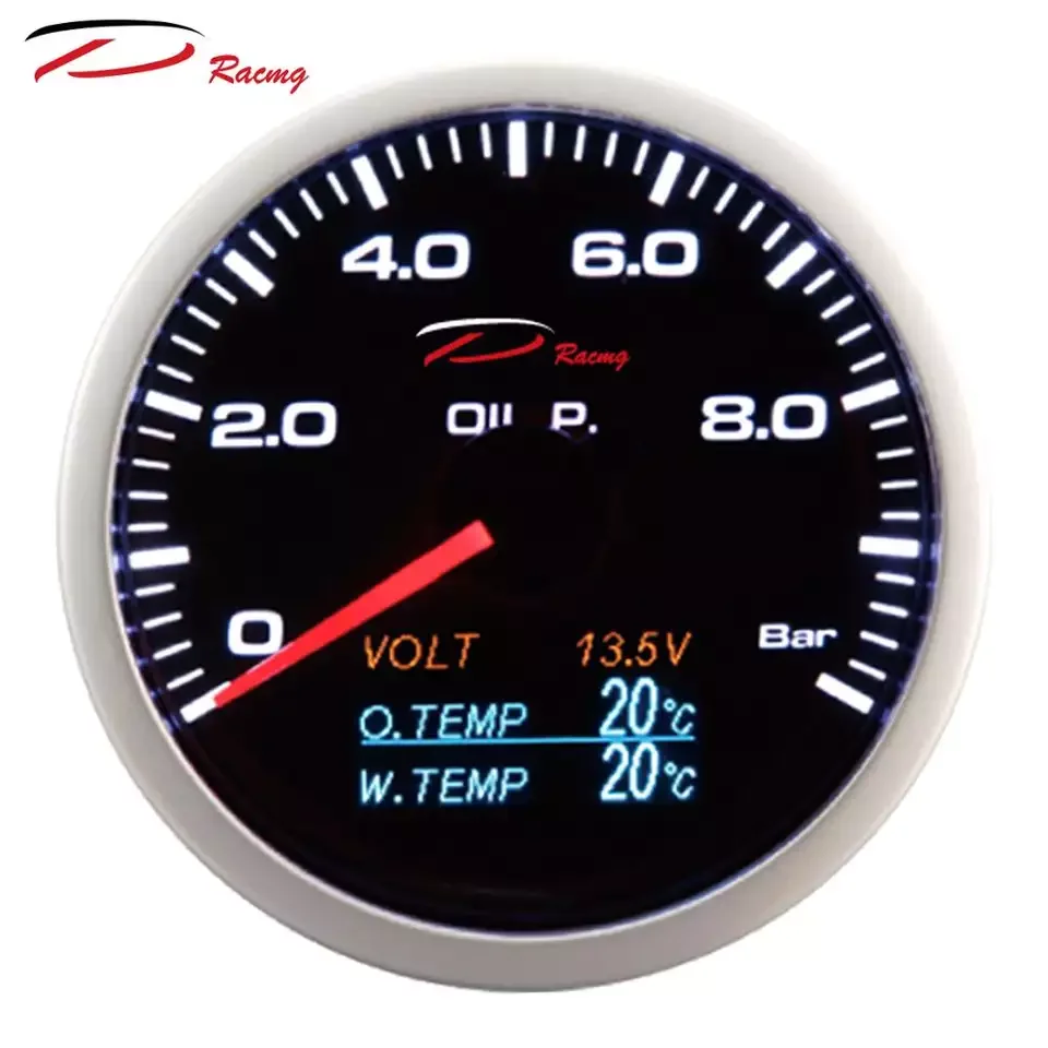 60mm 4in1 Oil Pressure Gauge Kit DC 12V  Digital OLED Volt Meter Oil Temp meter gauge Water Temp Auto Gauge for Car