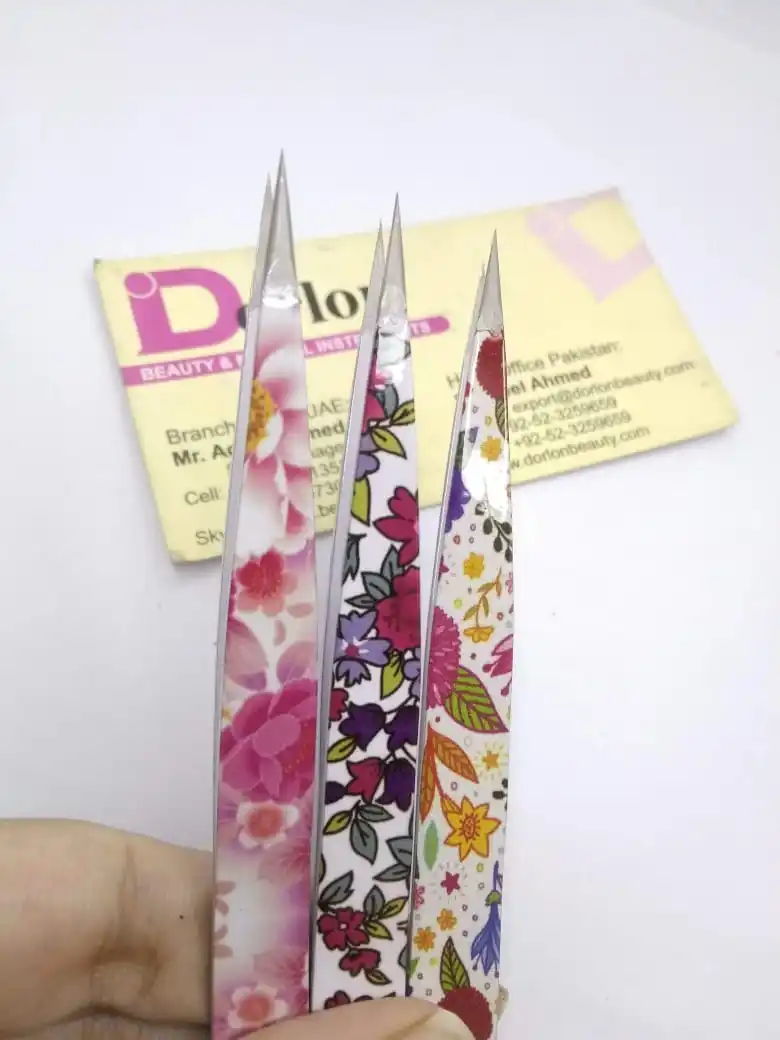 Best Fine Quality Paper Quoted Eyebrow Tweezers Slanted Tip Brow Tweezers Beauty Hair Plucking Customize Tweezers In Pakistan