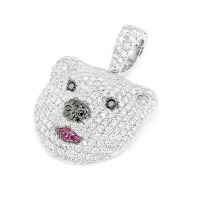 925 Silver Custom Bear Face Diamond Pendant For Men VVS Moissanite Diamond Pendant Customize Bear Face Necklace
